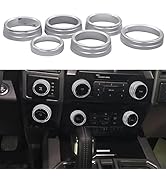 TWTADE 6pcs Knob Cover Trim Ring Air Conditioner AC Switch CD Button Blue Compatible with Ford F1...