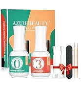 AZUREBEAUTY 2 Combined into 1 Dip Powder Base &amp; Top Coat with Activator Dip Powder Liquid Set for...