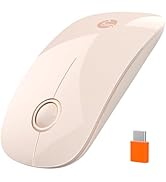 RAPIQUE R306C USB C Wireless Mouse, Type-C 2.4GHz Portable Computer Mouse, Silent Click, Ultra-Sl...