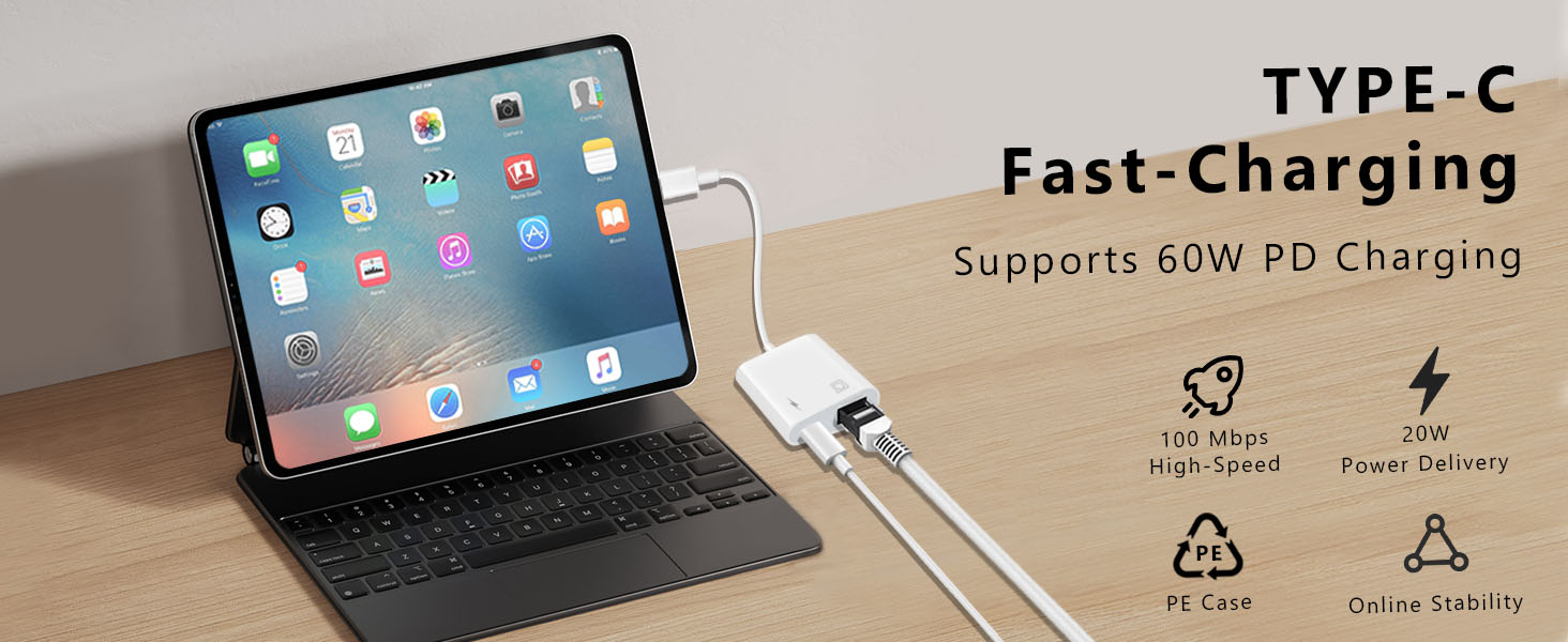 USB C to Ethernet adapter USB C to RJ45 Ethernet adapter iPad Ethernet adapter to USB C