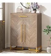 Tribesigns Shoe Cabinet, 20 Pairs Shoe Storage Cabinet with Adjustable Shelves and Doors, 5-Tier ...