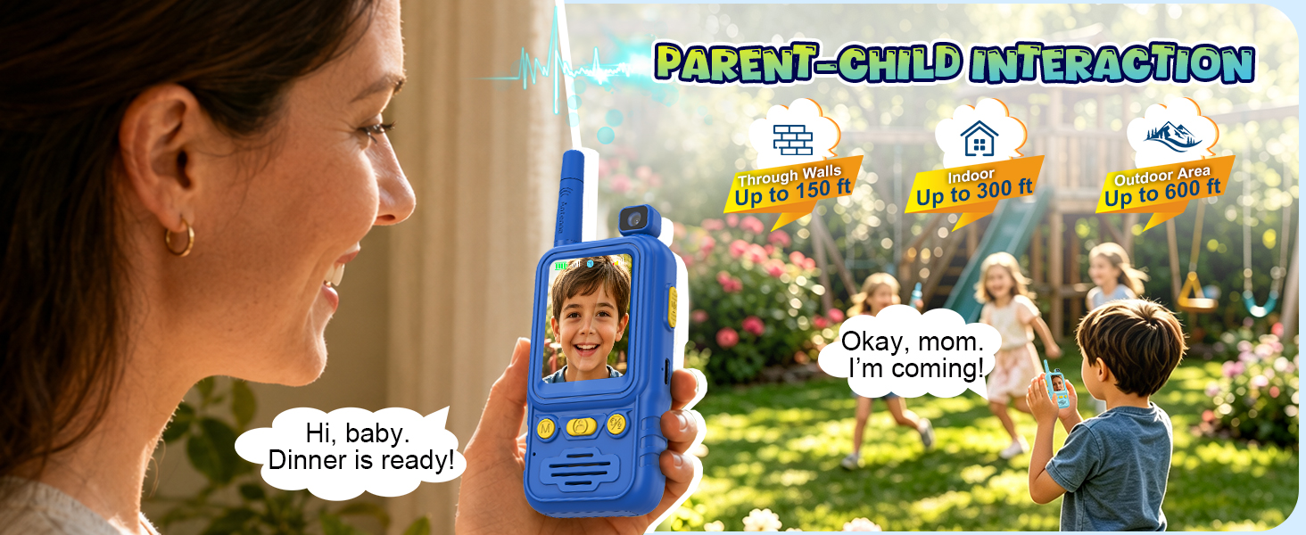 2-Pack Video Walkie Talkies for Kids Boy Girl Age 4-10 Toy Rechargeable Birthday Gift Indoor Outdoor
