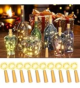 PChero Wine Bottle Cork Lights with Timer, 10 Pack 20 LED 6.6 ft Fairy String Lights Battery Oper...