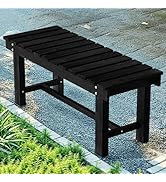 Nidouillet 35.5" Outdoor Garden Bench, Weatherproof Patio Benches 2-Person Seat Backless Wooden P...
