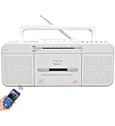 Cassette Player Boombox, Portable AM/FM Radio Stereo with Bluetooth, USB, Dual Big Speaker, Earph...
