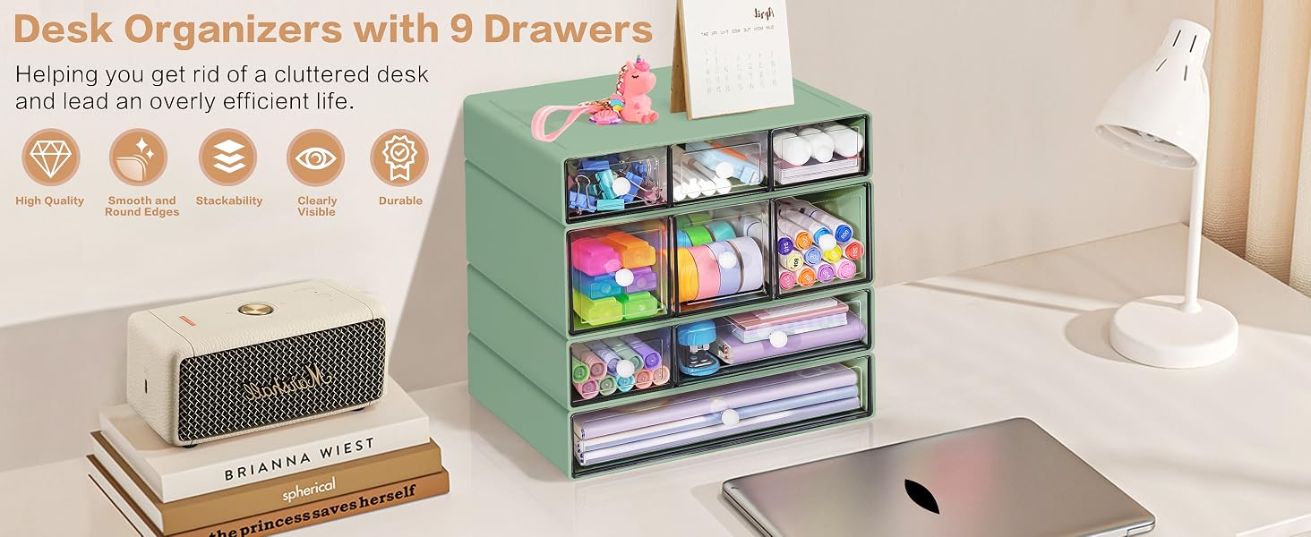 Desk Storage Organizer with 9 Drawers