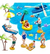 Warmtree 22PCS Beach Mini House Decoration Ocean Diorama Kit for DIY Beach Pool Cake Decorations ...