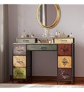 VASICAR Dresser for Bedroom with 9 Drawers &amp; 2 Open Shelves, Fabric Storage Cabinet, Chest of Dra...