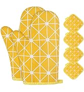 AUAUY Oven Mitts and Potholders BBQ Gloves-Oven Mitts and Pot Holders with Recycled Infill Silico...