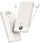 VEGER Portable Charger with Built-in AC Plug and Cables, All in One 10000mAh Ultra-Slim Power Ban...