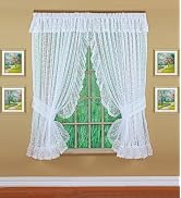 Today's Curtain, Priscilla Lace Bridal Ruffled Pair 63", White, 5-Piece-Set, 130" W x 63" L