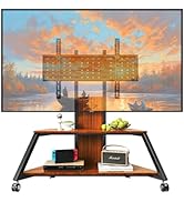 Heavy Duty Mobile TV Stand on Wheels for 50-100Inch Portable Floor TV Stand with Wooden Shelves a...