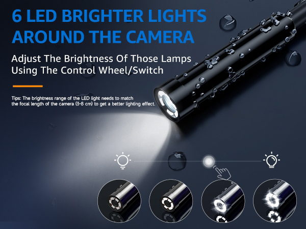Oiiwak endoscope camera with 6 adjustable led lights