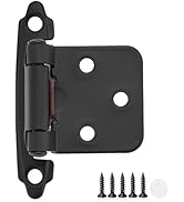 50 Pack 25 Pair Black Cabinet Hinges - 1/2 inch Overlay Kitchen Cabinet Hinges, Semi-Concealed Hi...