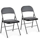 DUMOS 2 Pack Leather Padded Folding Chair, Indoor Outdoor Portable Stackable Commercial Seat with...