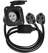 WELLUCK 15 Amp 125V AC Power Inlet Port Plug with Integrated Dual 18" Extension Cord, NEMA 5-15 R...