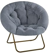 DUMOS Comfy Saucer Chair, Faux Fur Lounge Seasting XL Circle Chair for Bedroom, Dorm &amp; Gaming, Fo...