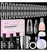 Beetles Gel Nail Kit Flat-X, Coffin Medium, 320pcs 16 Sizes Nail tips, with 15g Nail Glue Gel Han...