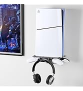 ZHGM Foldable Wall Mount Kit for PS5 Slim/Pro/PS5 Original, Metal Shelf Wall Mount for Playstatio...