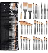 Nicpro 40 PCS Paint Brush Set, Professional Acrylic Paint Brushes with Palette Knife and Canvas R...