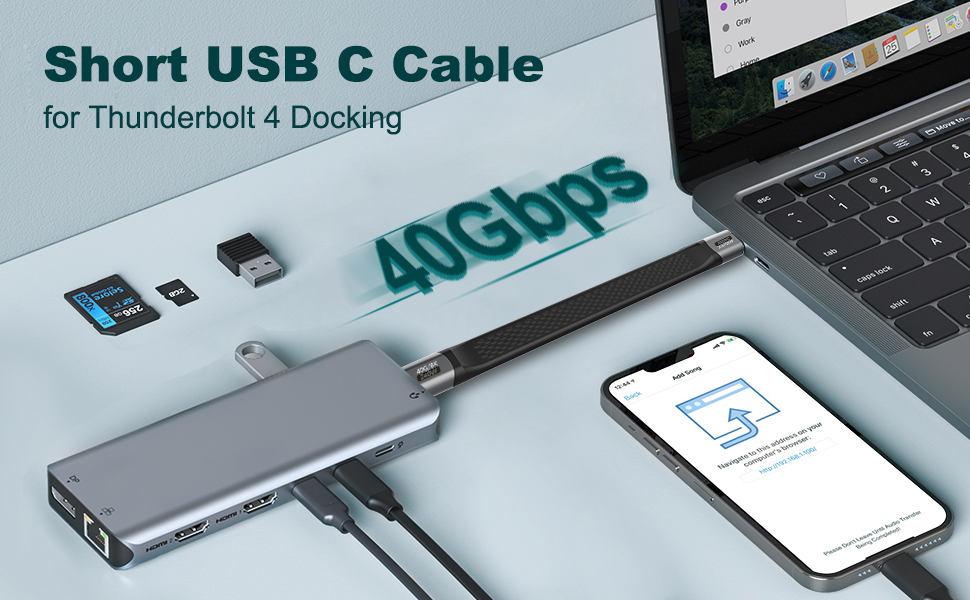 Short USB C cable