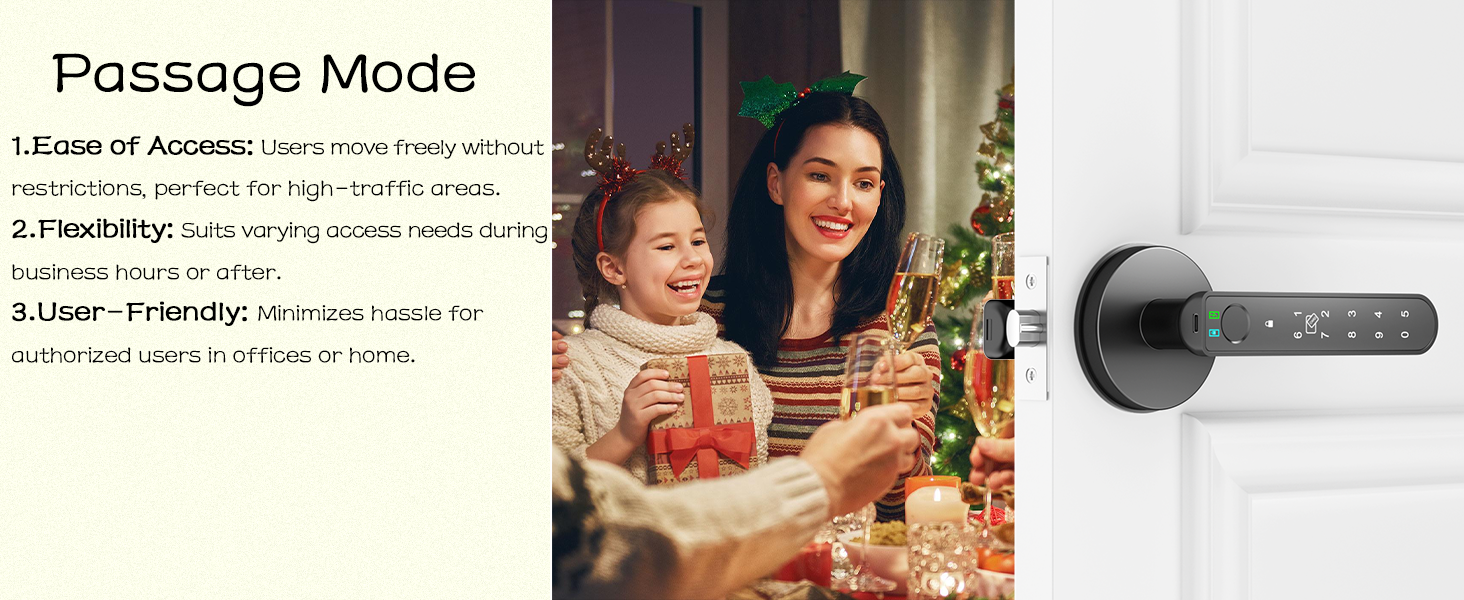 interior door handle with finger print lock black