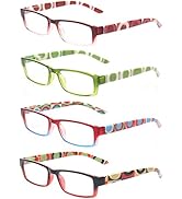 Kerecsen 4 Pack Reading Glasses for Women Men Spring Hinge Ladies Readers