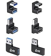 DuHeSin 6 Pack 180 Degree &amp; 90 Degree USB 3.1 Adapter, Left and Right Angle USB A Male to Female ...