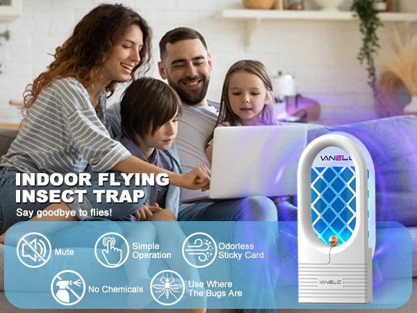 Flying Insect Trap Plug-in Indoor Gnat Moth Catcher Fly Tapper Night Light UV Attractant Catcher