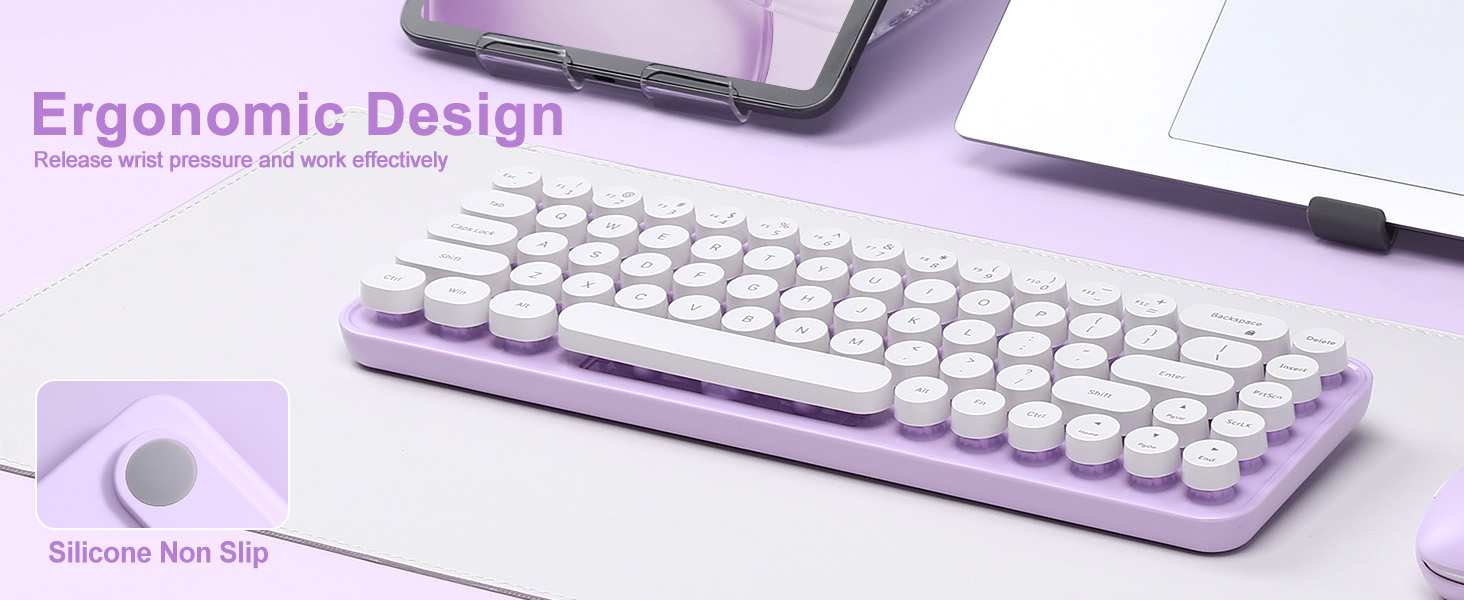 i68 Wireless Typewriter Keyboard and Mouse Combo