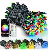 Smart Color Changing Christmas Lights with Remote &amp; APP, 109FT 300 LED RGB Dimmable Christmas Str...
