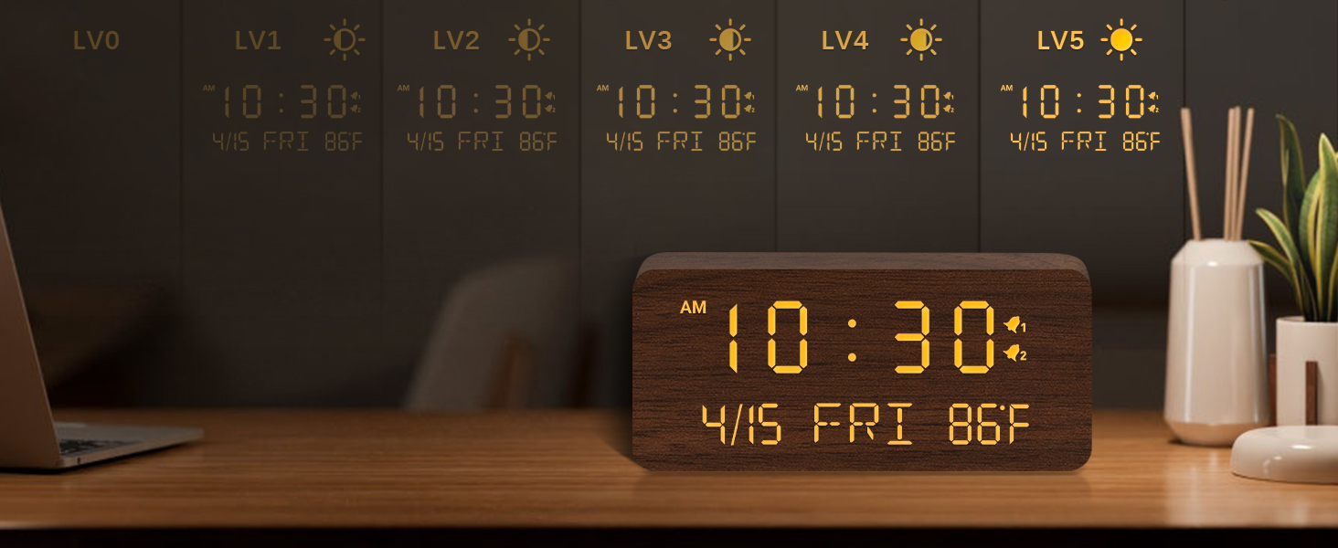 wooden digital clock