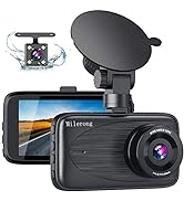 Milerong Dash Cam Front and Rear with Night Vision, Mini 1080P FHD Dash Camera for Cars, G-Sensor...