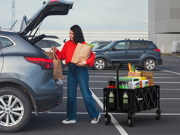 Hikemoon utility shopping grocery collapsible wagon cart