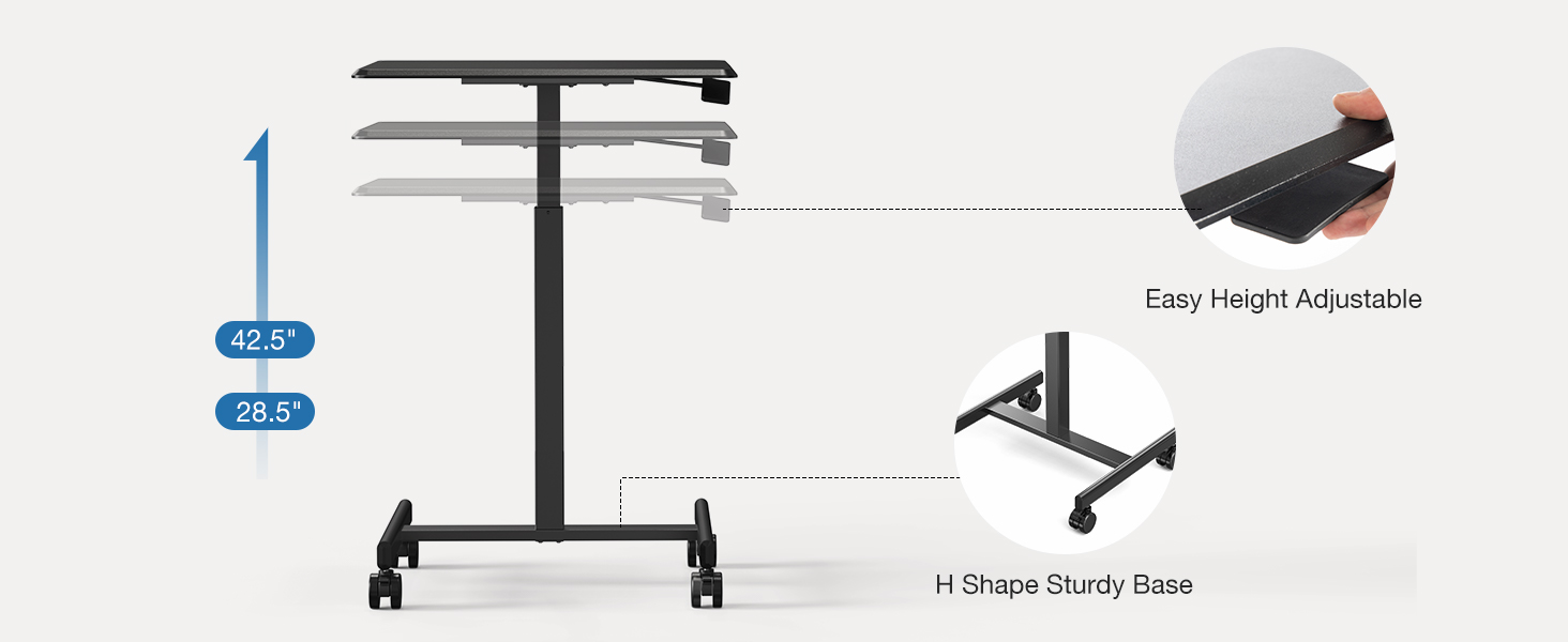 OLIXIS Small Mobile Rolling Standing Desk