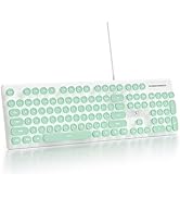 Vumilstek Wired Retro Typewriter Keyboard, Quiet Computer Keyboard Light up with Full Size 104 Ro...