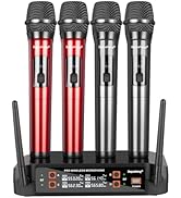 Depusheng Wireless Microphone, Professional 4 Channels Karaoke Handheld System for Home Karaoke, ...