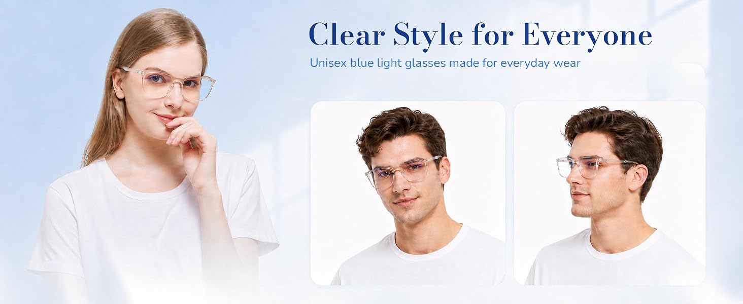 clear blue light glasses for women
