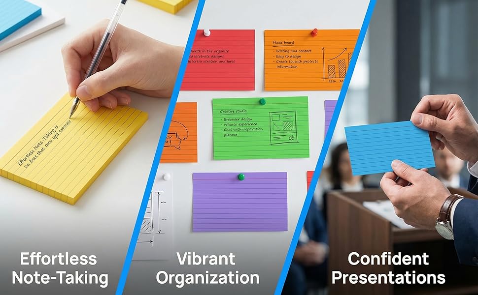 Heavy Note Cards for Office, College, Home Organization and School