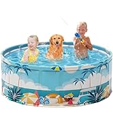 Foldable Swimming Pool for Kids 63"x18" Portable Hard Plastic Dog Pool Anti-Slip Collapsible Pets...