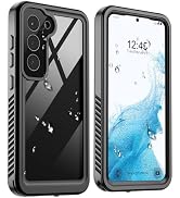 zapica Designed for Waterproof Samsung Galaxy S22 Case, Black/Clear | IP68 Waterproof, Built-in C...