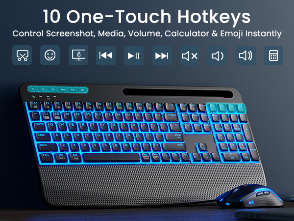 Keyboard with shortcut, multimedia keys for productivity, ideal for accountants, designers &amp; IT pros