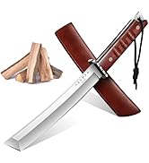 DRGSKL Japanese Fixed Blade Knife - Tanto Knives with Wooden Sheath - Survival Knives with Full T...