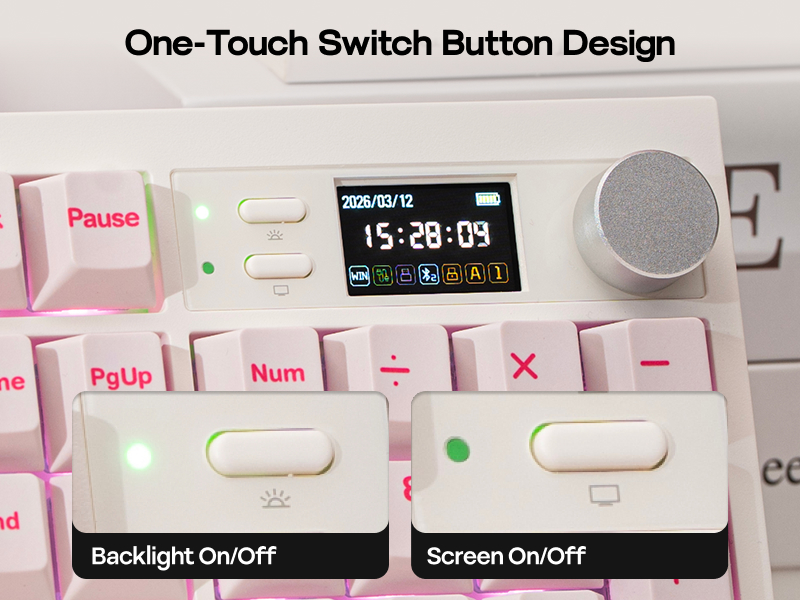 Full Size Mechanical Keyboard with Screen &amp; Knob