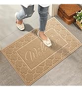HIYARD Welcome Mat, Absorbent Muddy Dirt Resist Front Door Mats Outdoor Indoor, Fade Resistant, N...
