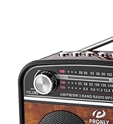 PRONLY Portable AM/FM Radio with Bluetooth, Vintage Style Emergency Radio with Clock &amp; Flashlight...
