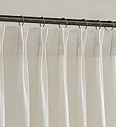 Cream Linen Curtains 84 Inches Long Pinch Pleated for Living Room Bedroom Pinch Pleat Drapes Ring...