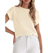 PRETTYGARDEN Women's 2026 Spring Fashion Sweater Vest Business Casual Crochet Tops Cap Sleeve Kni...
