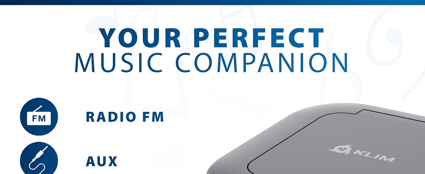 Boombox E1 with CD case - CD Player Portable Audio System + Extra BASS with Subwoofer + FM Radio