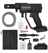 DERASL Cordless Pressure Washer, Battery Powered Pressure Washer with 5M Hose, Adjustable Spray N...